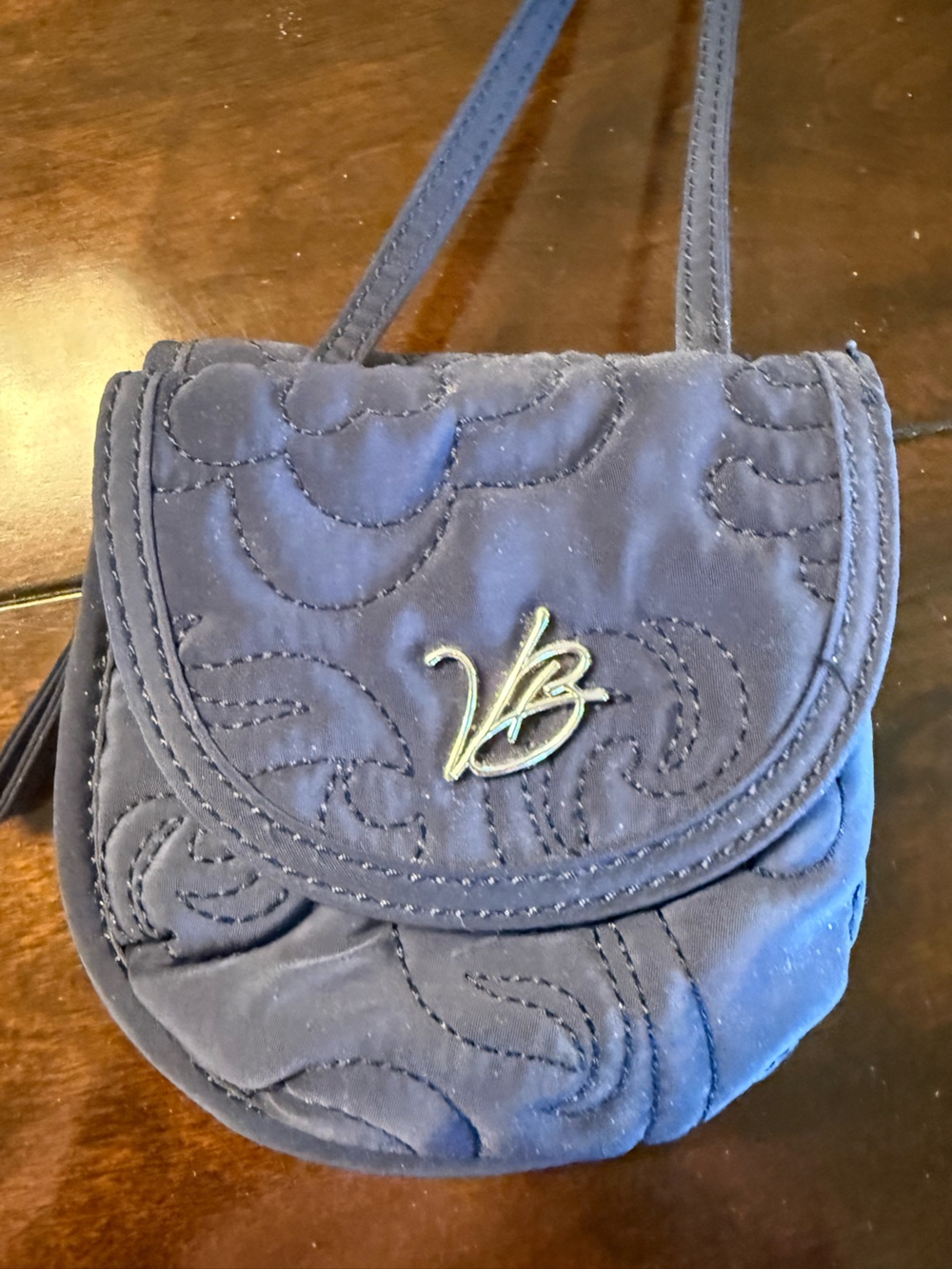 VERA BRADLEY Quilted Navy Crossbody Bag with Script Logo